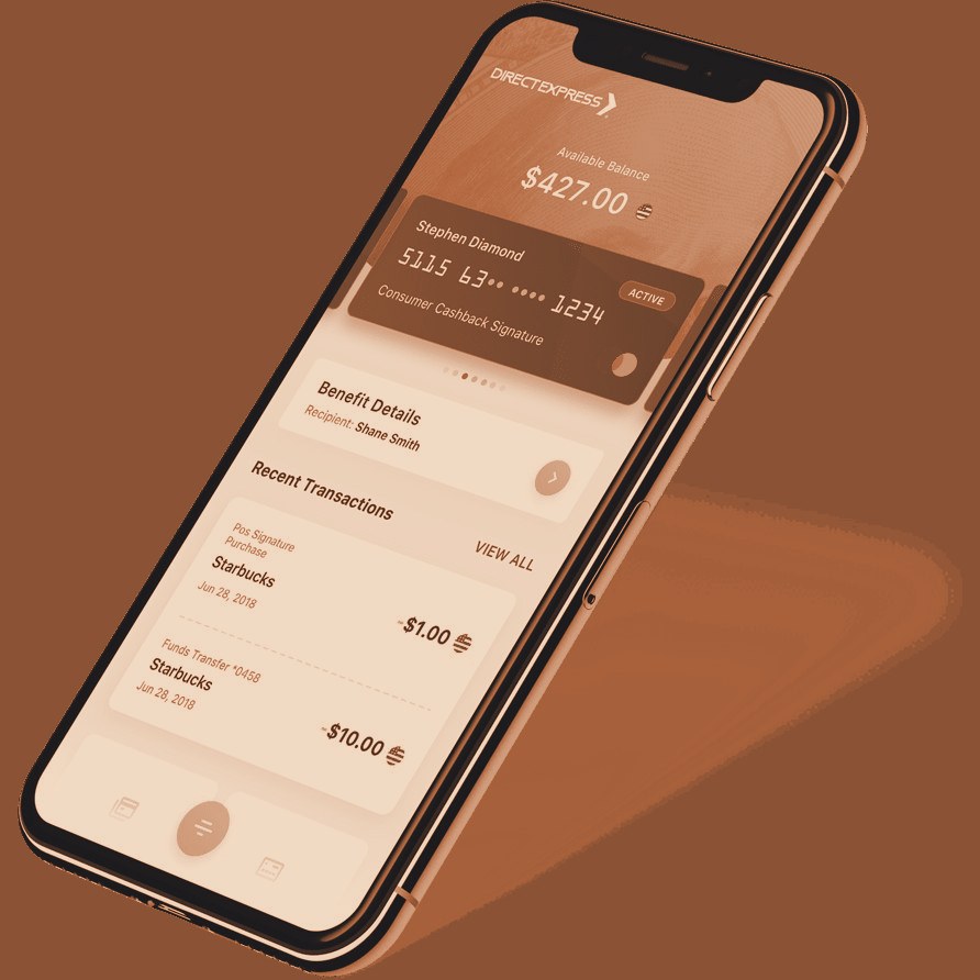 Direct Express app — balance front and center